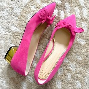 Charlotte Olympia Lady Like Point Toe Shoes, Hot Pink Barbie Pink Suede Size 38